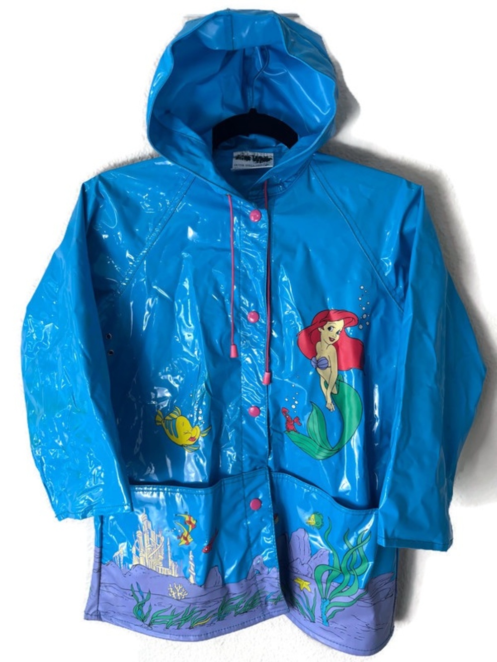 Vintage 90s Disney The Little Mermaid Raincoat Size 6 Girls